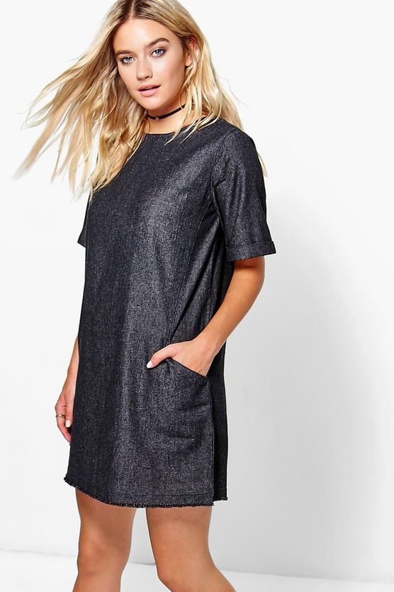 Boohoo slouch shop pocket denim dress