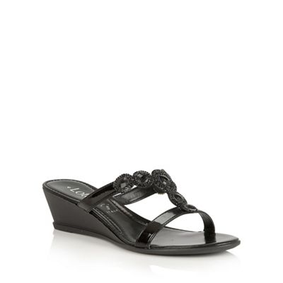 Lotus black 2024 wedge sandals