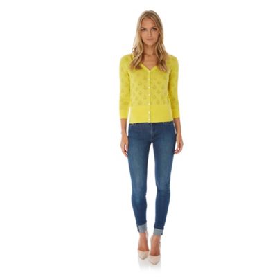 yellow pointelle cardigan