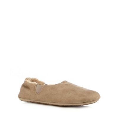Fleece-lined Slippers - Taupe - Men
