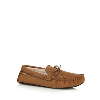 totes brown suede saddle moccasin slippers