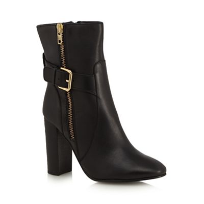 Faith Black Beatrice high buckle ankle boots