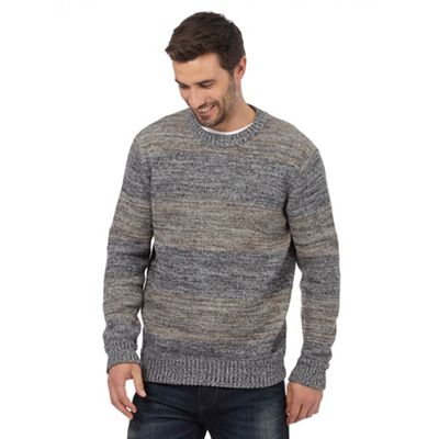 Mantaray Big and tall grey striped space dye jumper