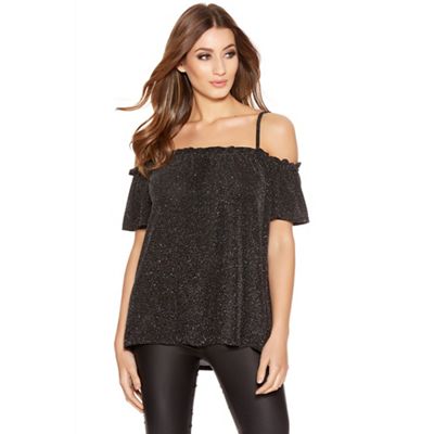 quiz black bardot top