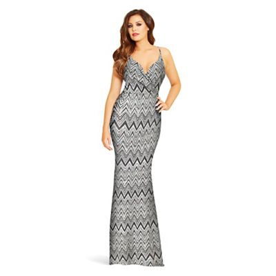 Jessica Wright for Sistaglam Silver Stacie zig zag maxi dress