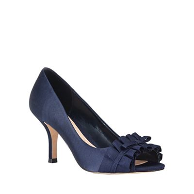 Navy satin peep store toe shoes