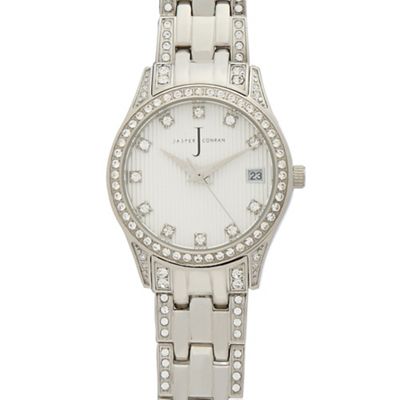 Ladies silver 2024 diamante watch