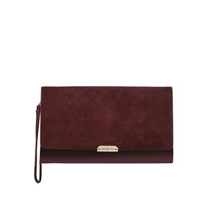 Dark red suede clutch bag best sale