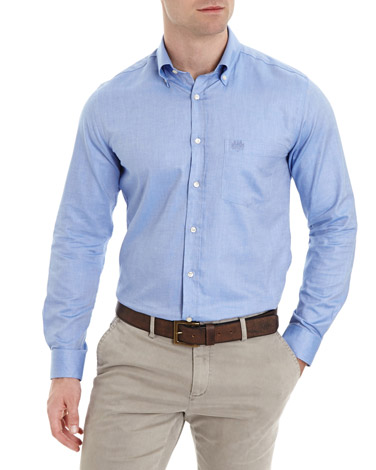 Dunnes Stores  Blue Regular Fit Long-Sleeved Oxford Shirt