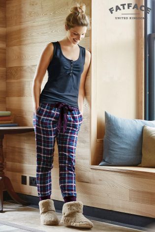 checked cuffed pyjama bottoms