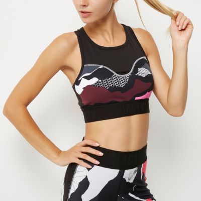 River Island Active color block sports bra in black - part of a