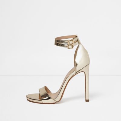 Gold strappy barely there on sale heels