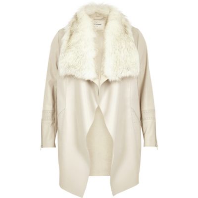 Fur collar hot sale waterfall jacket